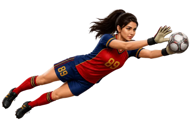TRISH diving to her right to save a penalty